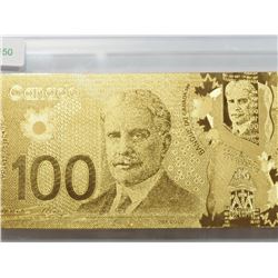 #150-24K GOLD FOIL CANADIAN ONE HUNDRED DOLLAR