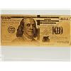 Image 1 : #154-24K GOLD FOIL AMERICAN ONE HUNDRED DOLLAR