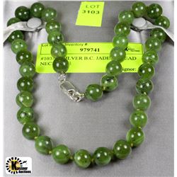 #103-ST.SILVER B.C. JADEITE BEAD NECKLACE