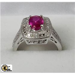 #106-STERLING SILVER ENHANCED RUBY RING