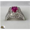 Image 1 : #106-STERLING SILVER ENHANCED RUBY RING