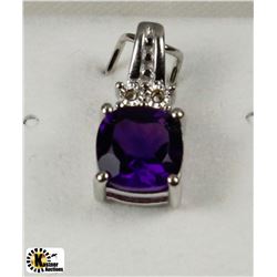 #108-STERLING SILVER AMETHYST PENDANT