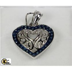 #110-ST. SILVER DIAMOND (0.45CT) HEART PENDANT