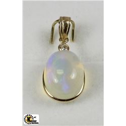 #111-14K YELLOW GOLD OPAL & DIAMOND PENDANT