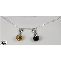 #118-ST.SILVER 2 CUBIC CRYSTAL PENDANT NECKLACE