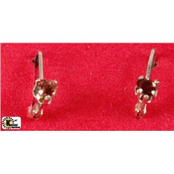 #127-ST.SILVER GARNET HOOP EARRINGS