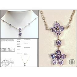 #7-10K W.GOLD TANZANITE FLORAL NECKLACE W/ COA
