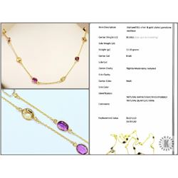 #10-ST.SILVER GOLD PLATED GEMSTONE NECKLACE W/COA