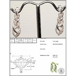 #13-STERLING SILVER DIAMOND EARRINGS W/COA