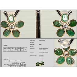 #20-14K Y.GOLD EMERALD & TOPAZ EARRINGS W/ COA