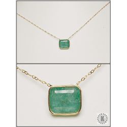 #22-14K Y.GOLD EMERALD PENDANT NECKLACE W/COA