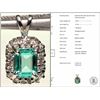 Image 1 : #24-14K W.GOLD EMERALD & DIAMOND PENDANT W/COA