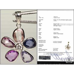 #29-14K W.GOLD SAPPHIRE & DIAMOND PENDANT W/COA