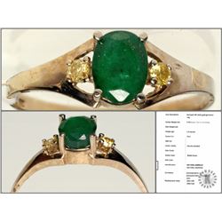 #34-18K WHITE GOLD EMERALD &DIAMOND RING W/COA