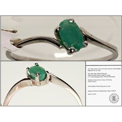 #39-14K WHITE GOLD EMERALD (0.21CT) RING W/COA