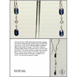 #43-14K W.GOLD SAPPHIRE&DIAMOND EARRINGS W/COA