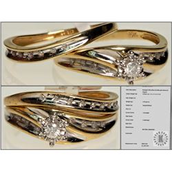 #45-10K YELLOW&WHITE GOLD DIAMOND RING SET W/COA