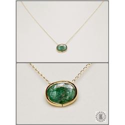#48-14K YELLOW GOLD EMERALD (1.6CT) SLIDER PENDANT