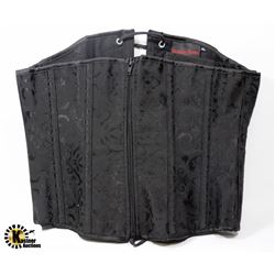 NEW BLACK IMPRINTED FABRIC CORSET - FITS