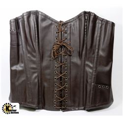NEW BURLESKA BROWN LEATHER STEEL-