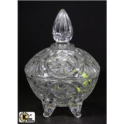 FOOTED CRYSTAL CANDY DISH WITH LID