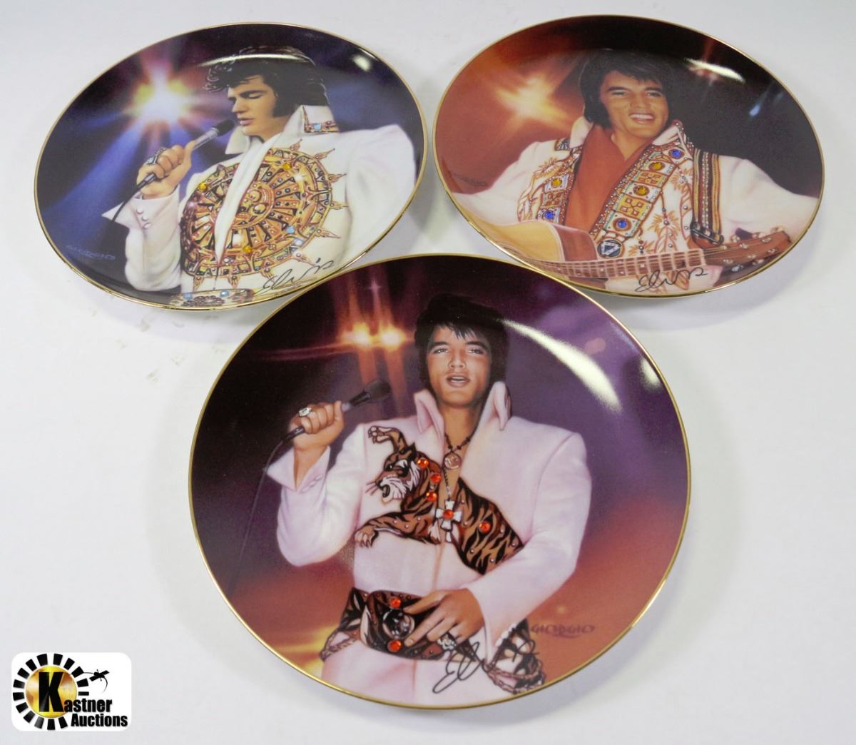 LOT OF 3 GEMMED ELVIS PRESLEY COLLECTOR PLATES