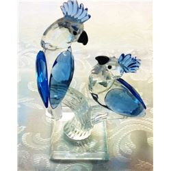 CZECH CRYSTAL BLUE & CLEAR COCKATOO ORNAMENT