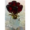 Image 1 : CZECH CRYSTAL RED ROSES IN CLEAR VASE