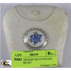 IVORY AND BABY BLUE VINTAGE MANICURE SET