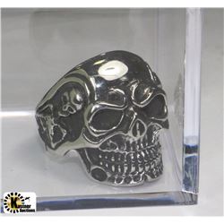 STAINLESS STEEL MENS BIKER RING SKULL SIZE 13