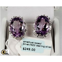 925 STERLING SIVER EARRINGS WITH REAL AMETHYSTS