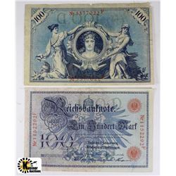 TWO 1908 GERMAN 100 MARK BANKNOTES