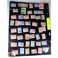 PAGE WITH 49 ASSORTED RUSSIAN COMMUNIST STAMPS