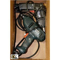 BOX WITH 2 ELECTRIC BLACK & DECKER DRILLS