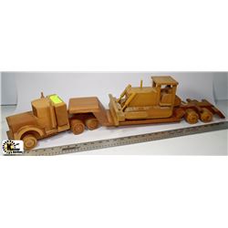 LOT OF 3 WOODEN HANDMADE PCS INCL 36" SEMI AND CAT