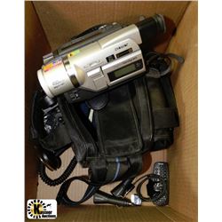 BOX WITH SONY CAMCORDER IN BAG WITH CHARGER,