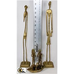 5 BRASS AFRICIAN FIGURES/STATUES 5"X16"