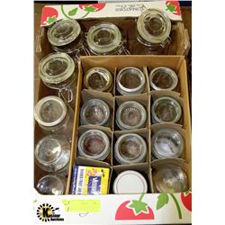 LARGE BOX OF CANNING JARS,GEM, DOMINION 16+INCL.