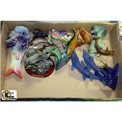 FLAT OF VARIOUS DOLPHIN FIGURINES