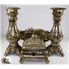 Image 1 : FLAT OF BRONZE TONE ITEMS INCLUDING CANDLE HOLDERS