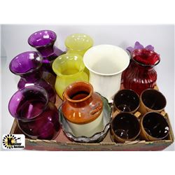 FLAT OF ASSORTED VASES & COFFEE CUPS