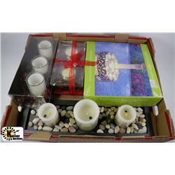 FLAMELESS CANDLE SET WITH LEAF UMBRELLA CANDLEHOLD