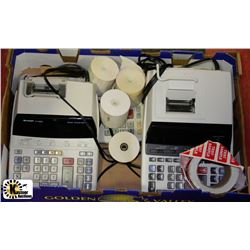 FLAT WITH TWO ACCOUNTING CALCULATORS WITH PAPER