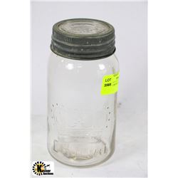 VINTAGE CROWN MASON JAR WITH LID