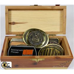 BOX OF BELT BUCKLES