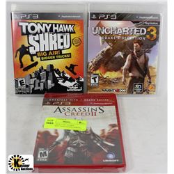 LOT OF NEW 3 PS3 GAMES INCLUDING TONY HAWK,SHRED,