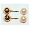 Image 3 : #4-10KT GOLD FRESHWATER PEARL REVERSIBLE EARRINGS