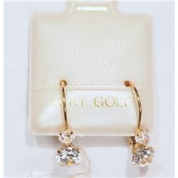 #7-10KT GOLD CUBIC ZIRCONIA LEVER BACK EARRINGS