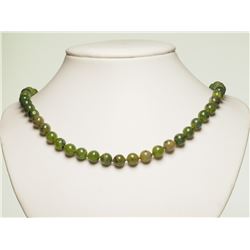 #8-CANADIAN NEPHRITE JADE BEAD NECKLACE W/COA