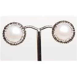 #10-FRESHWATER PEARL W/ CRYSTAL ACCENTS EARRINGS